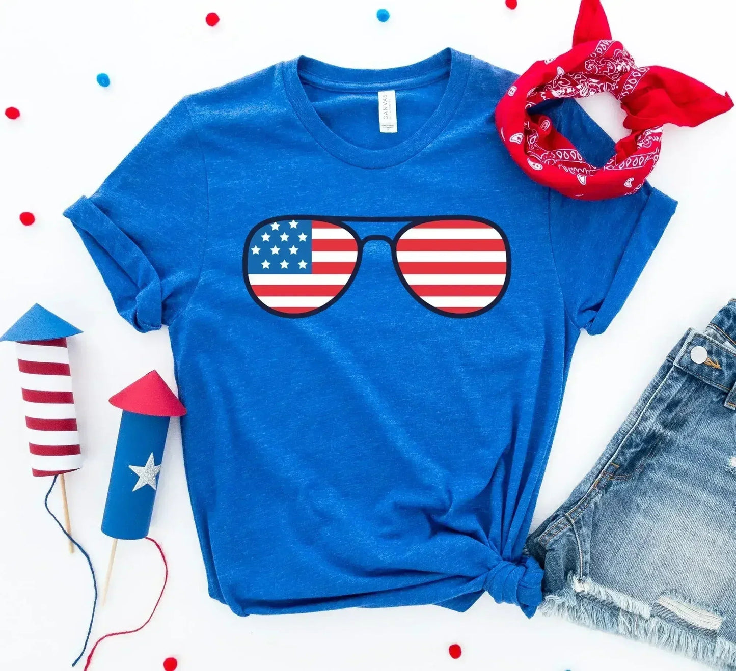 American Flag Sunglasses T-Shirt | Premium Cotton | Bella Canvas