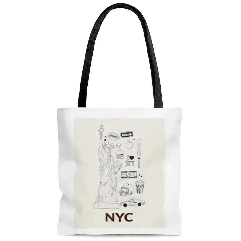 NYC Tote Bag - Medium Polyester Shopper with City Symbols