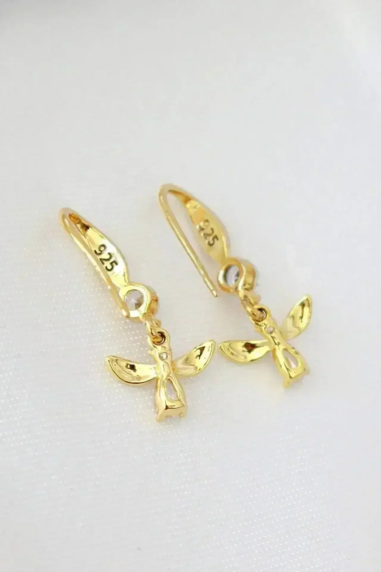 Bee Hook Earrings - 18K Gold & Cubic Zirconia | Femstylo