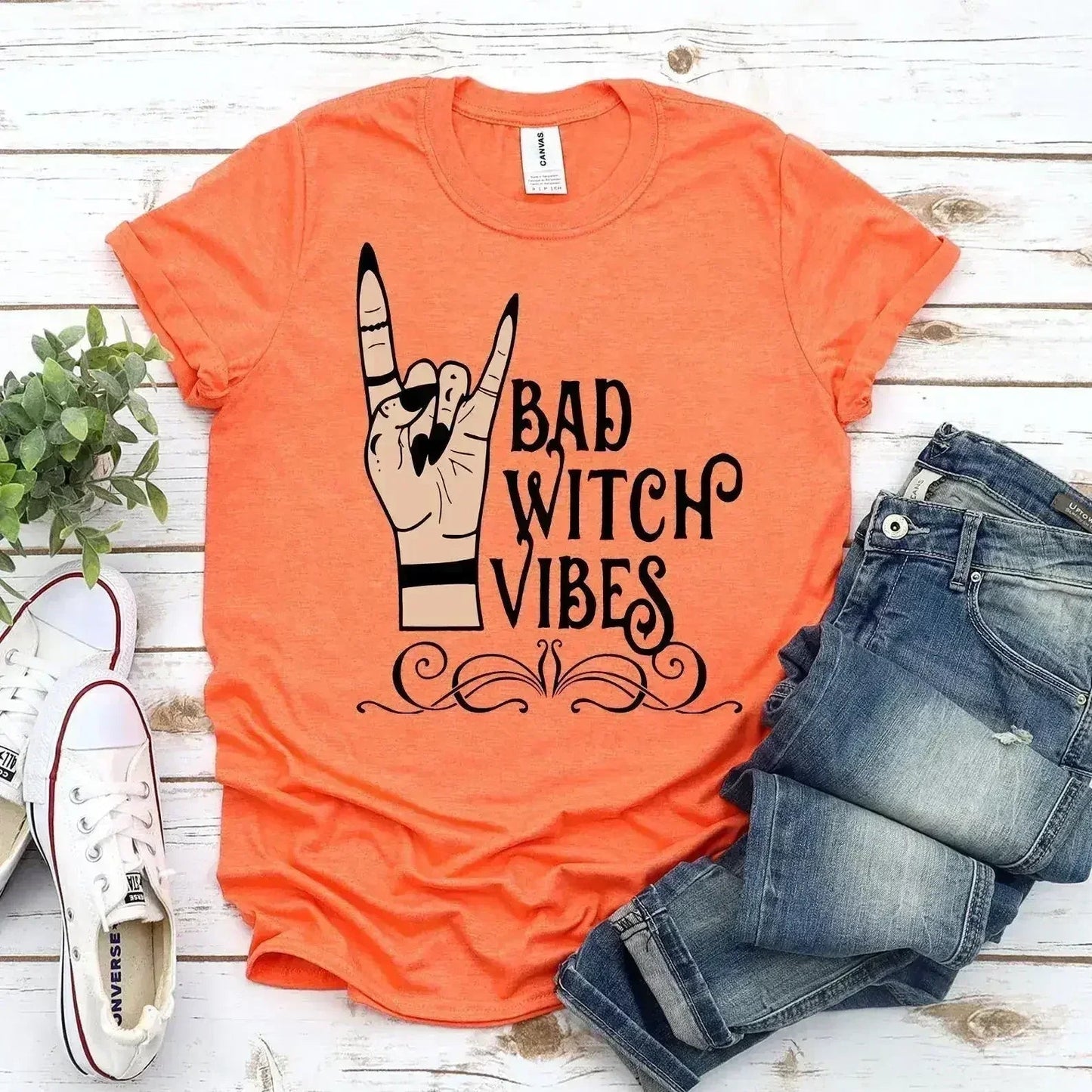 Bad Witch Vibes Halloween T-Shirt - Premium Quality Cotton