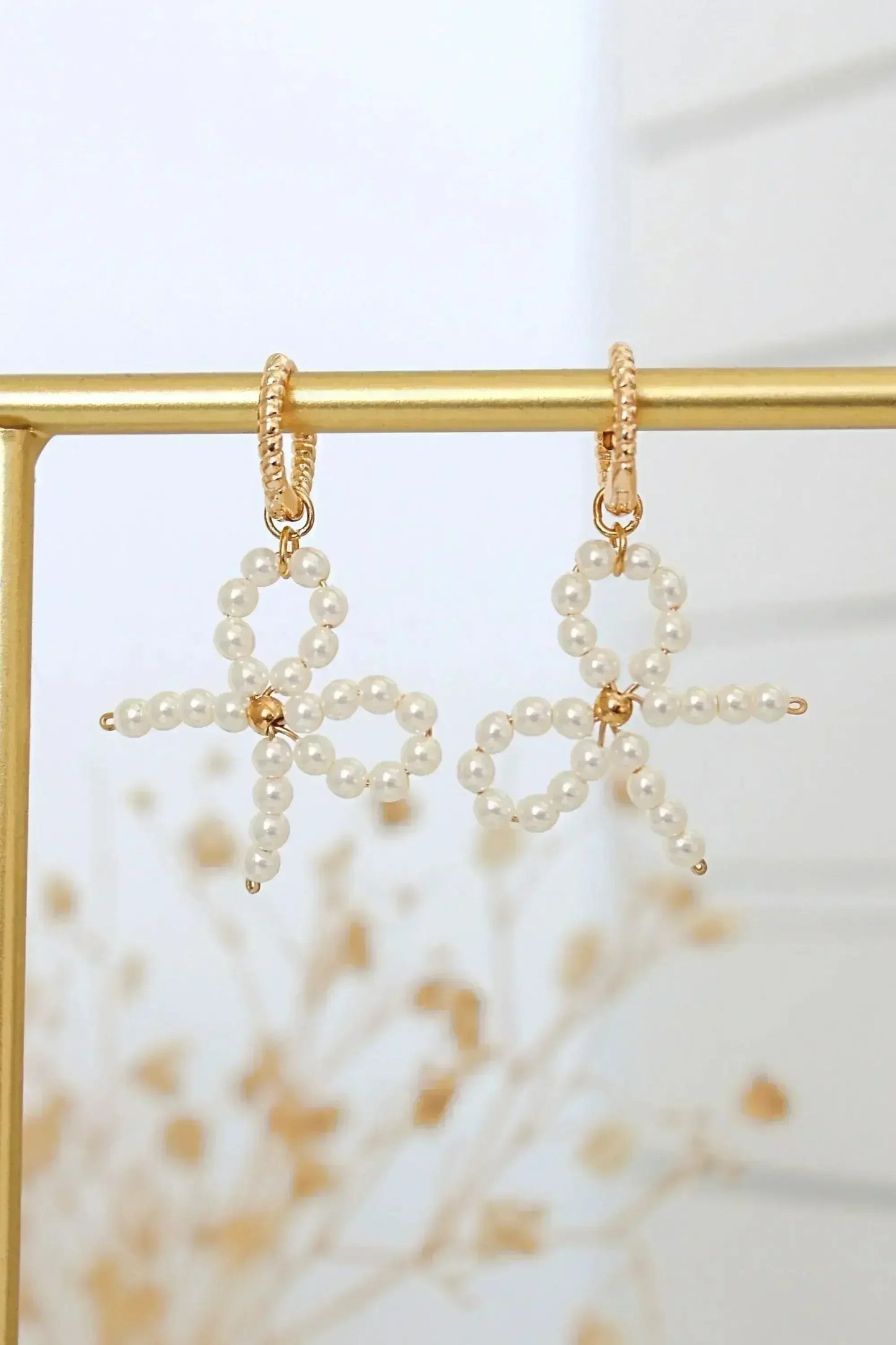 Miss Coquette Pearl Bow Earrings | Gold Plated Hypoallergenic -Femstylo