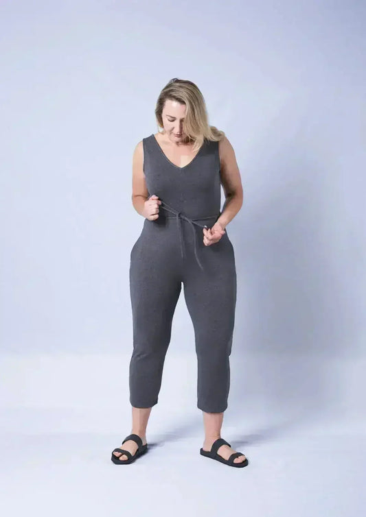 Axty V-Neck Jumpsuit - Versatile Cotton Romper | Femstylo