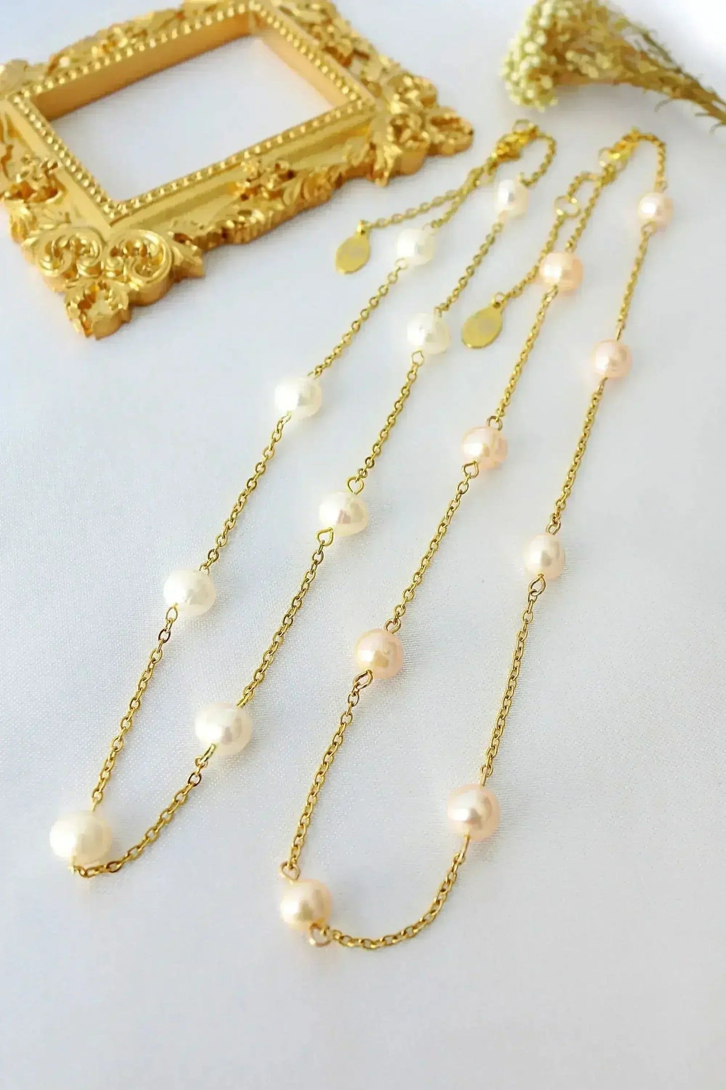 Baroque Pearl Choker - 24K Gold & Rose/Cream Pearls | Femstylo