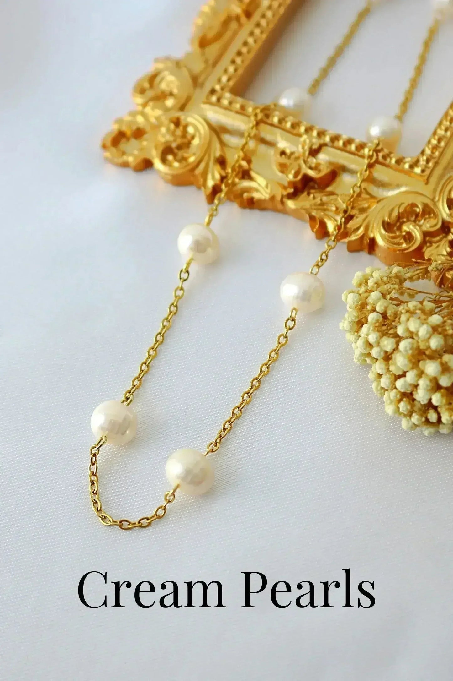 Baroque Pearl Choker - 24K Gold & Rose/Cream Pearls | Femstylo