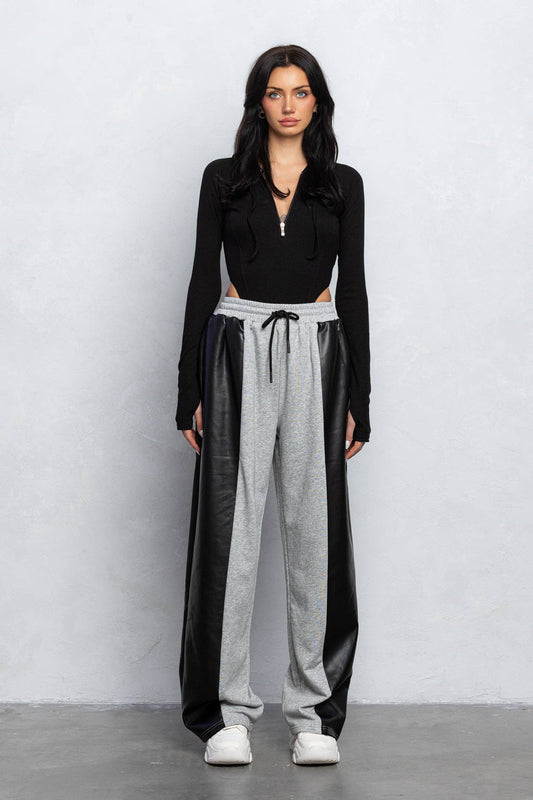 Marissa Faux Leather Detail Sweatpants Luxury Loungewear