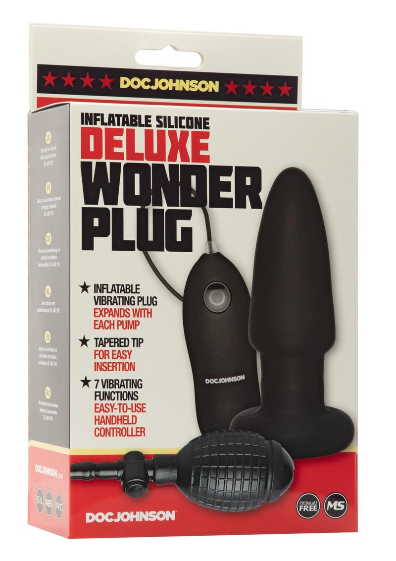 Deluxe Wonder Plug Inflatable Silicone Vibrating Plug with Remote Control