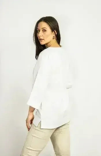 Asphalt Grey Linen Oversize Top – Modern & Comfortable Blouse