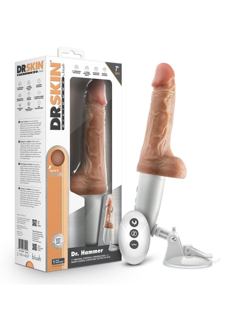 Dr. Skin Platinum Dr. Hammer Rechargeable Thrusting And Vibrating Dildo