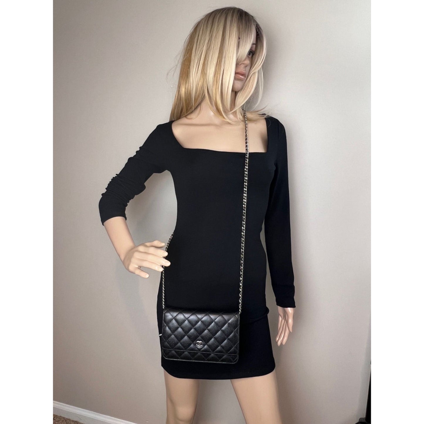 Chanel Quilted Caviar Calfskin Wallet on a Chain Clutch