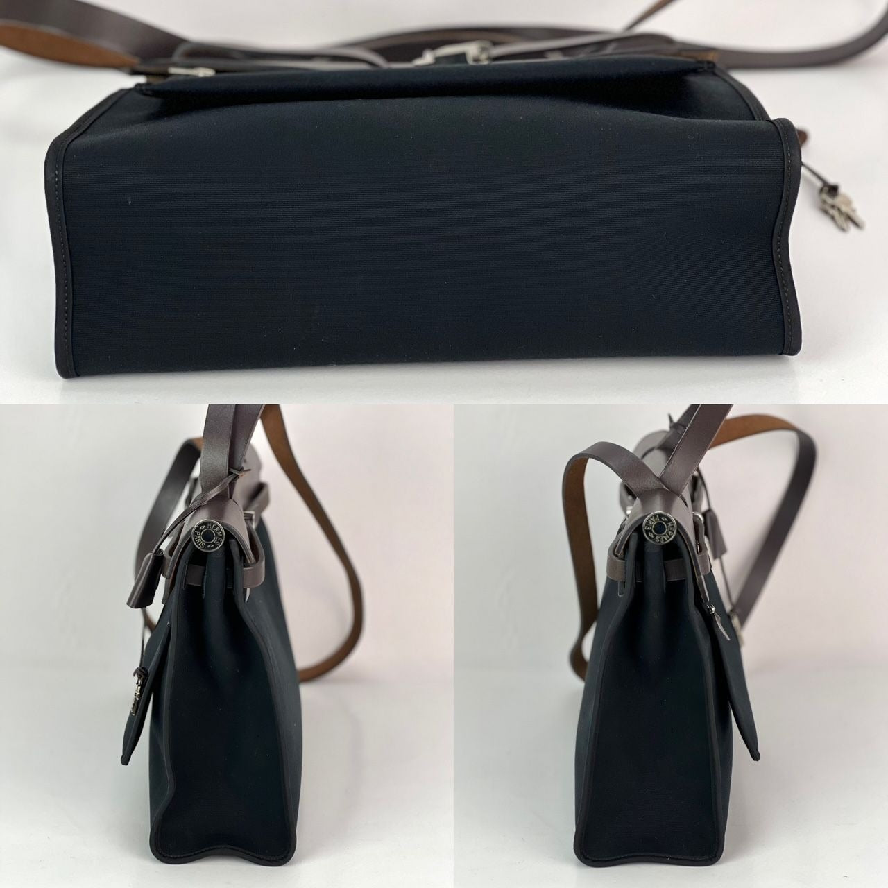 Hermes Toile vache Hunter Herbag zip 31 PM Black Ebene Shoulder Bag