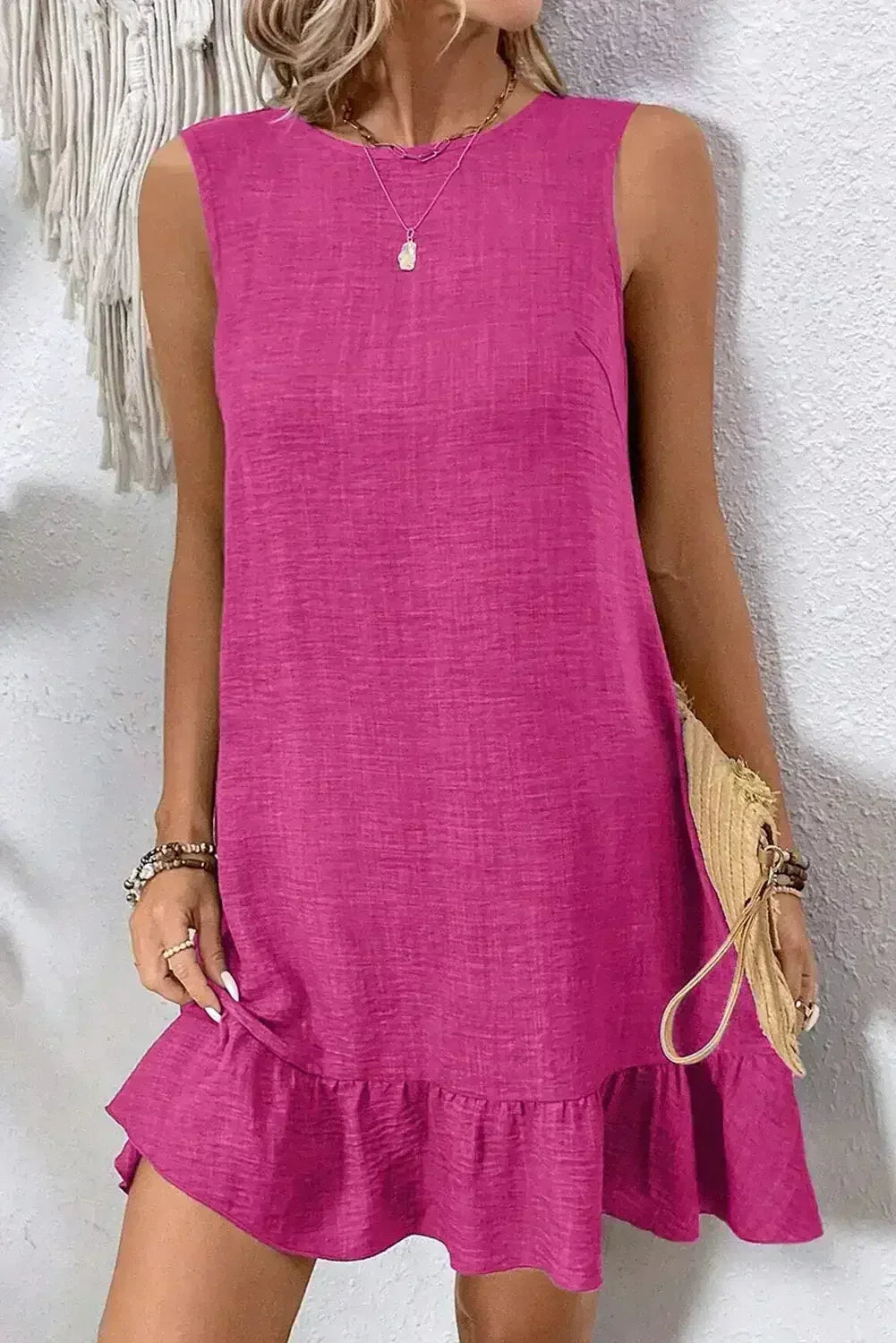 Ashleigh Blue Sleeveless Knot Backless Ruffle Hem Mini Dress