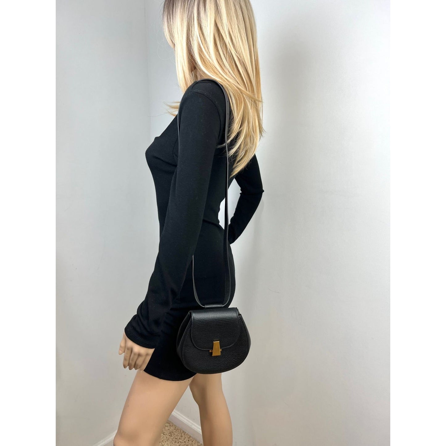 Bottega Veneta Palmellato Calfskin rounded Belt Waist Bag Black