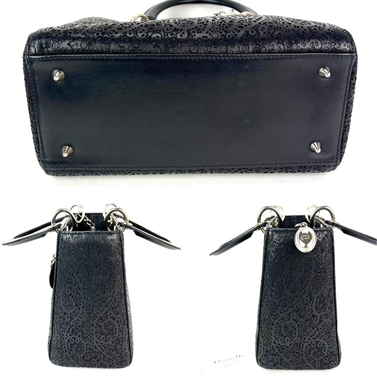 Christian Dior Medium Lady Laced Black Leather Limited Edition Shoulder Bag