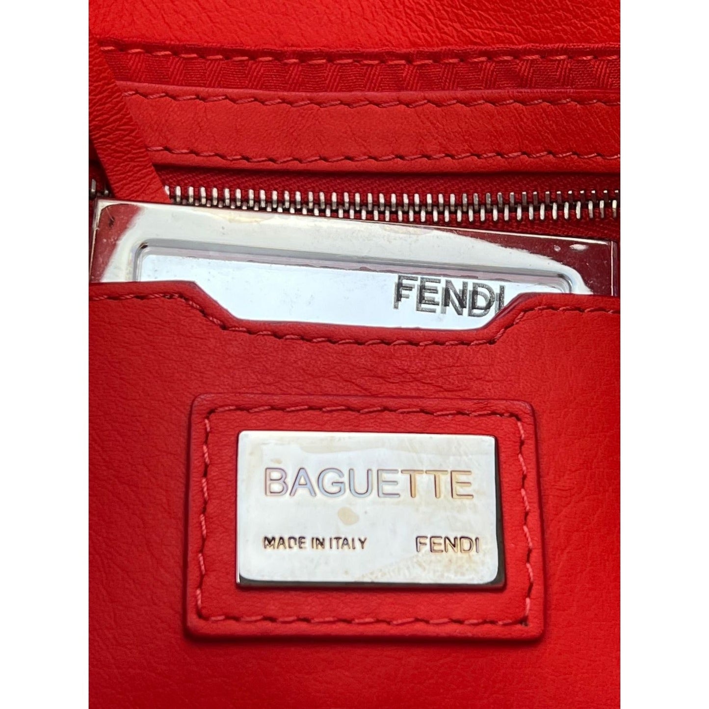 Fendi Vitello Baguette Papavero Shoulder Crossbody Hand Bag