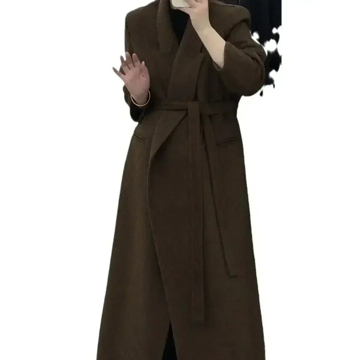 Angora Red Women's Loose Double-Sided Wool Overcoat – Elegant & Cozy