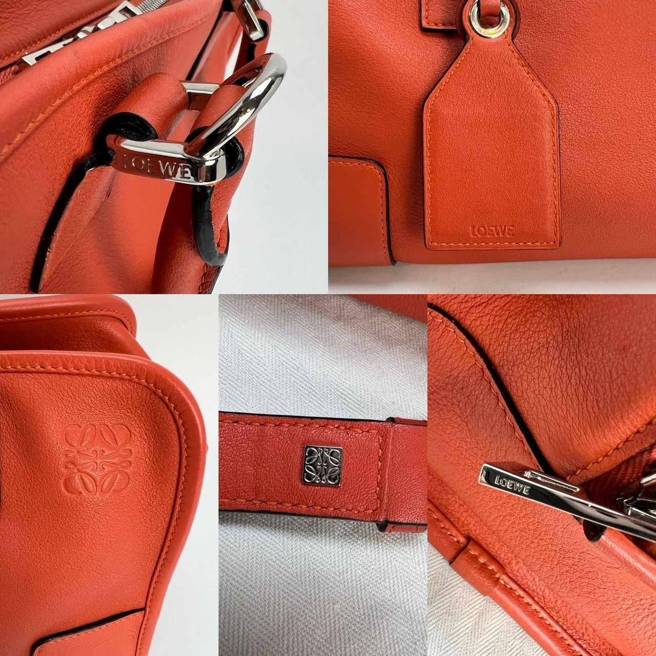 LOEWE Calfskin Amazona 28 Orange Leather Shoulder Bag