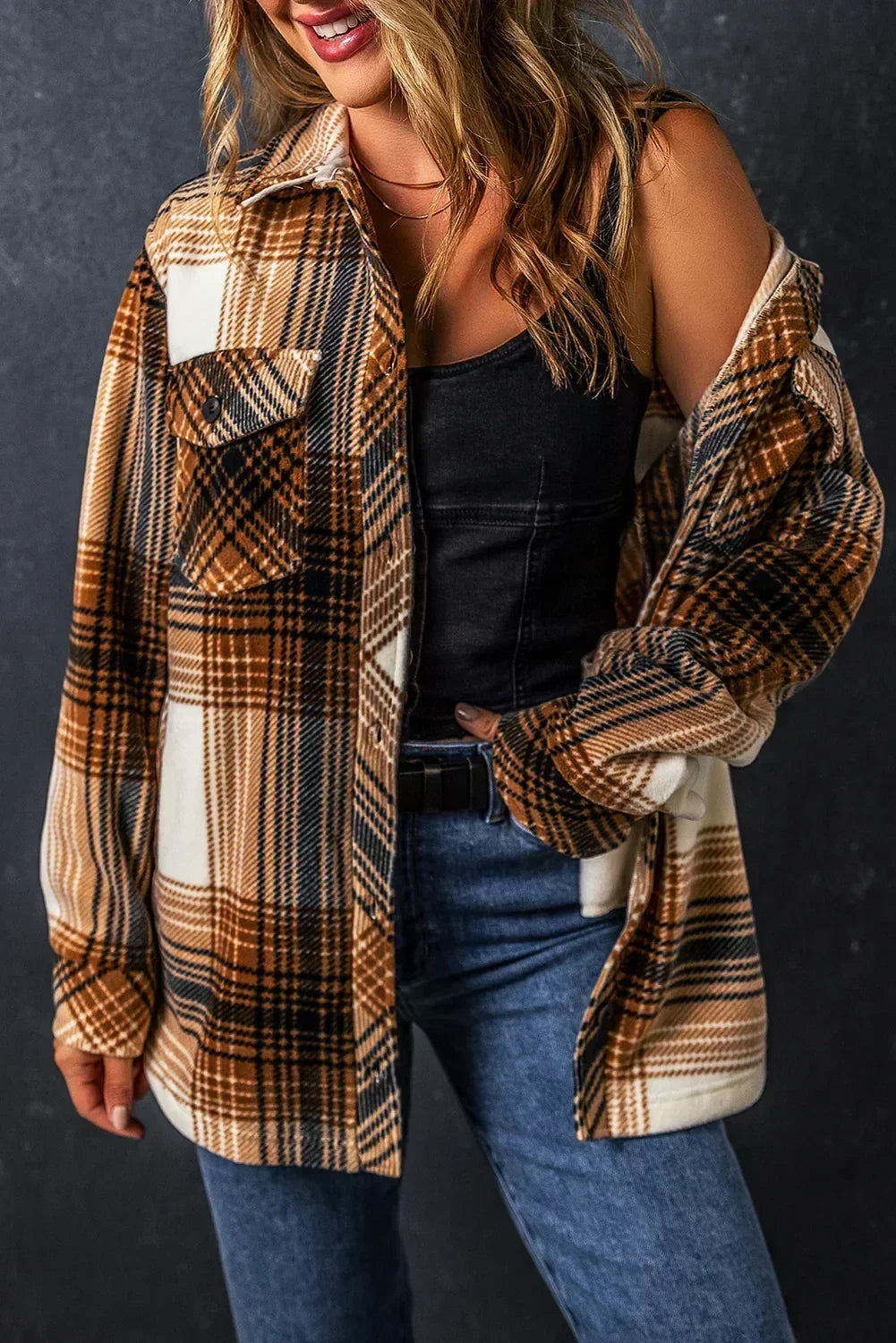 Multicolor Plaid Print Flap Pocket Shacket – Femstylo