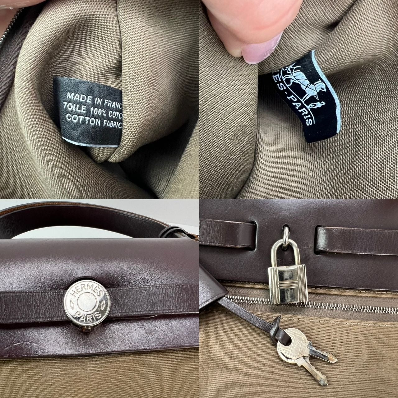 Hermes Toile Vache Hunter Herbag zip 31 PM Etoupe Ebene Shoulder Bag