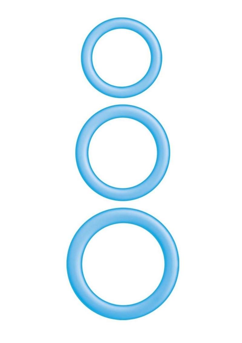 Enhancer Blue Glow Rings Silicone Cock Ring Set