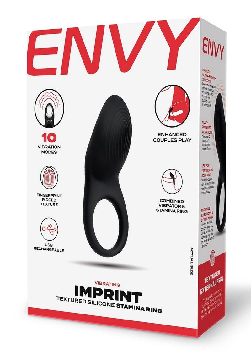 Envy Imprint Vibrating Textured Rechargeable Silicone Stamina Ring