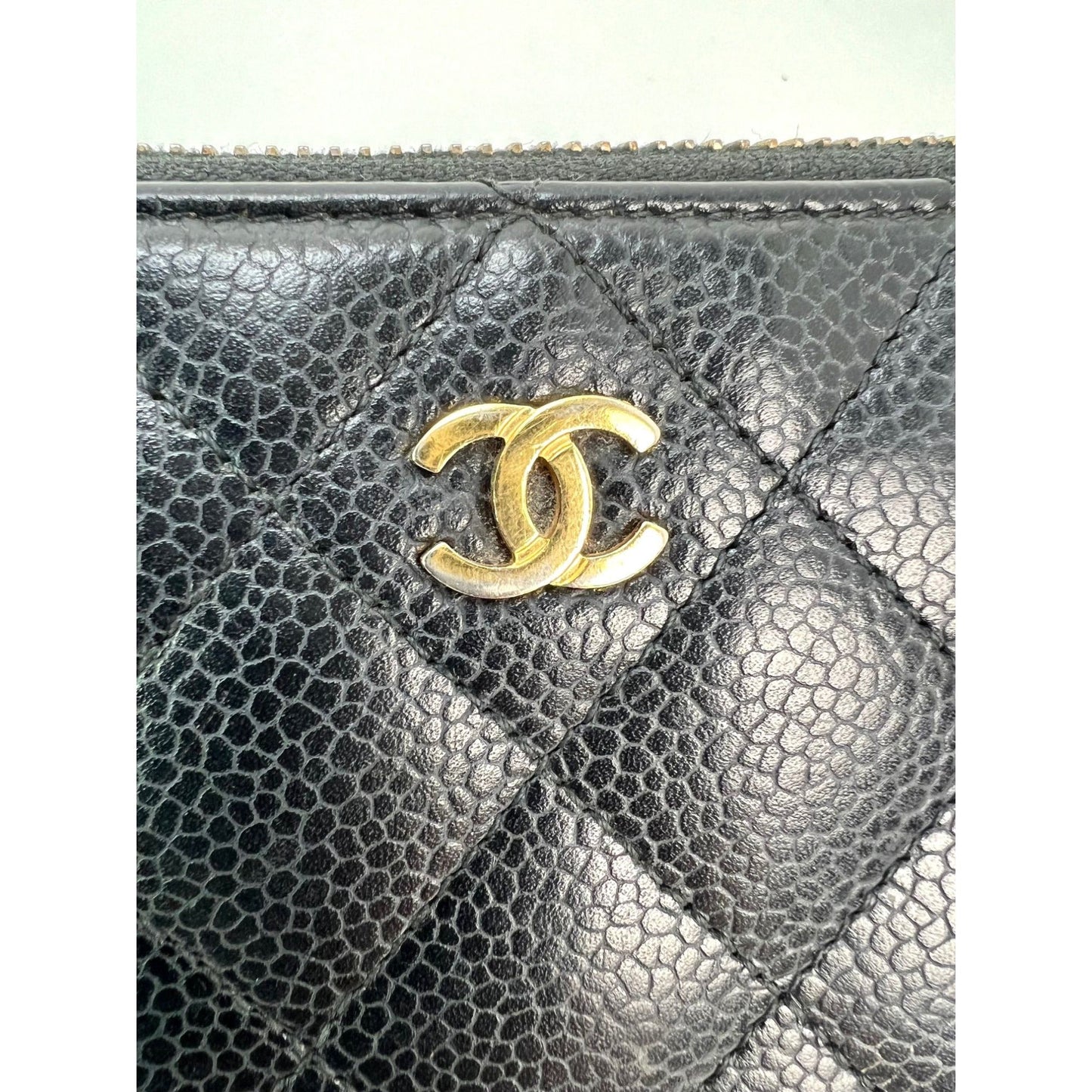 Chanel Caviar Quilted Large Gusset  Zip Around Black Wallet