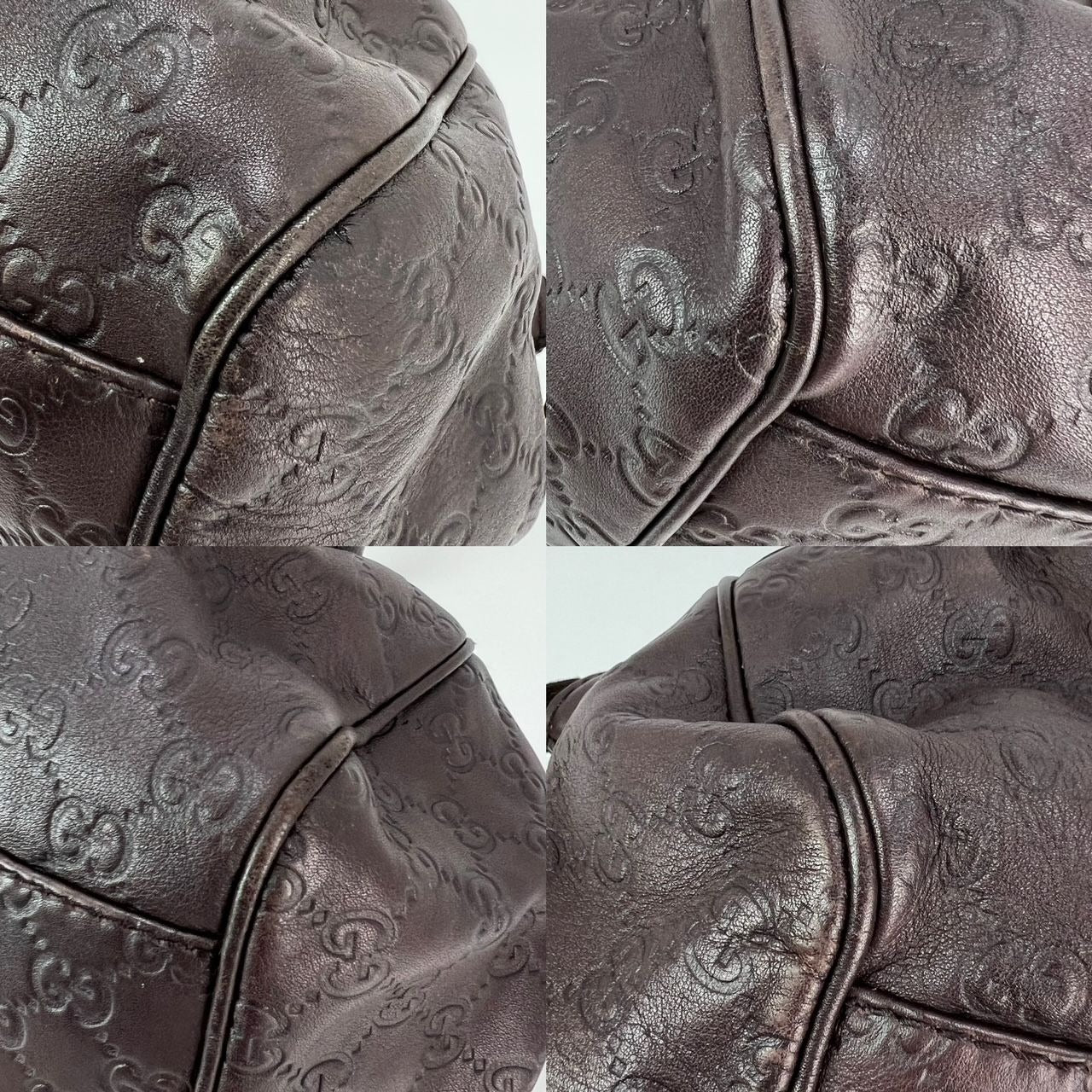 Gucci Sukey Medium Boston Guccissima Brown Leather Shoulder Bag