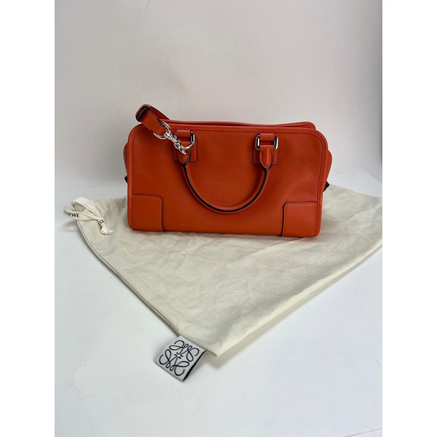 LOEWE Calfskin Amazona 28 Orange Leather Shoulder Bag