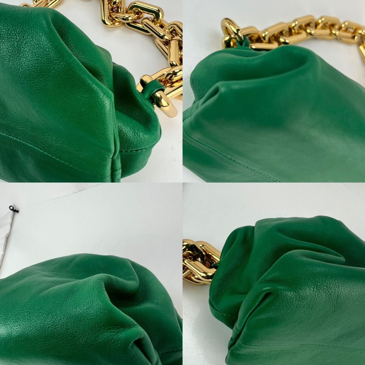 Bottega Veneta Green Chain Leather Pouch Bag  Clutch