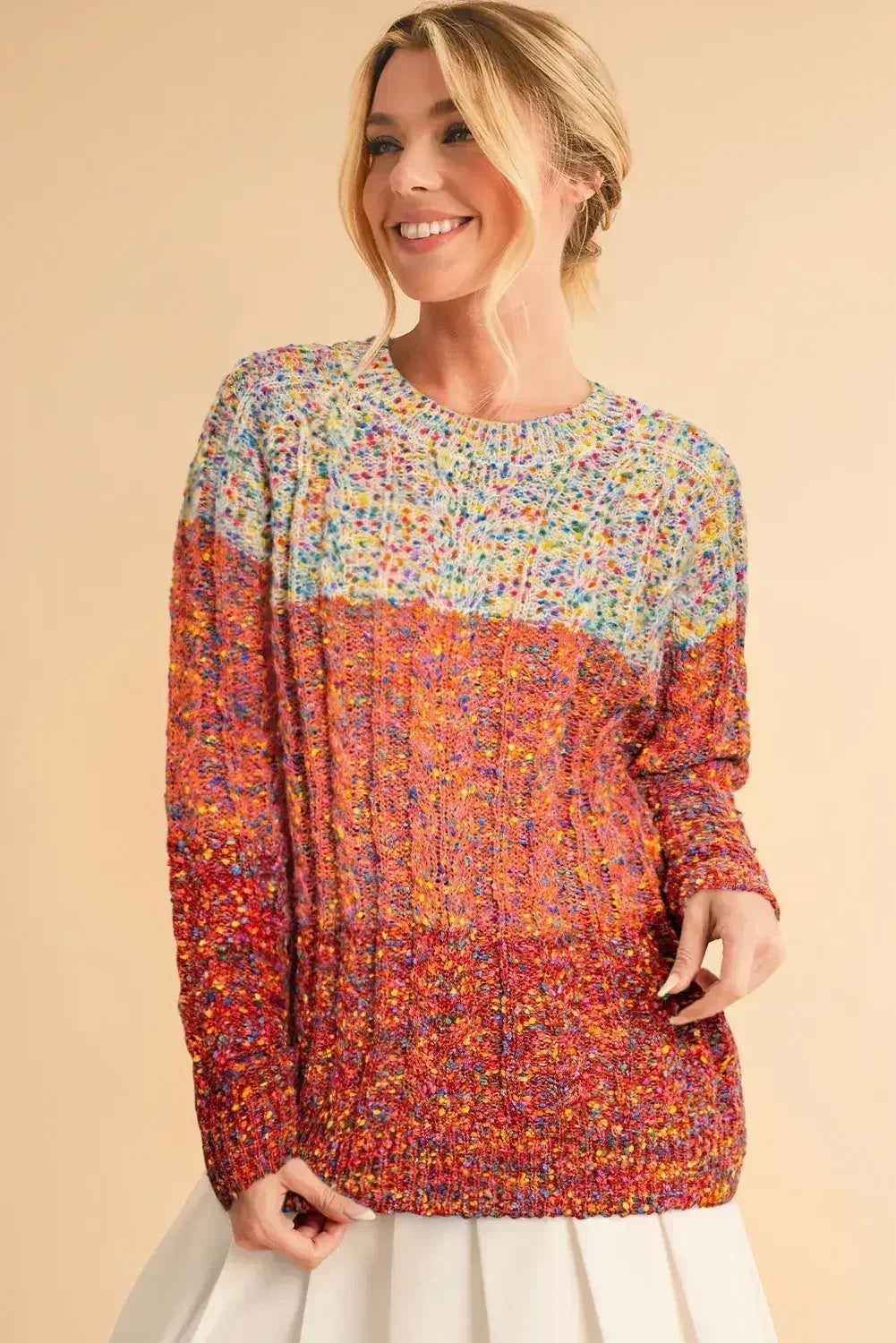 Multicolor Colorblock Confetti Knit Sweater