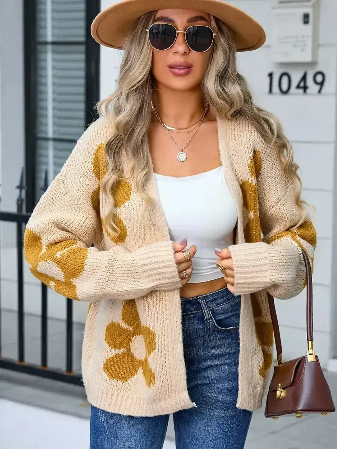 Angel Wings Flower Open Front Long Sleeve Cardigan - Trendy & Comfortable
