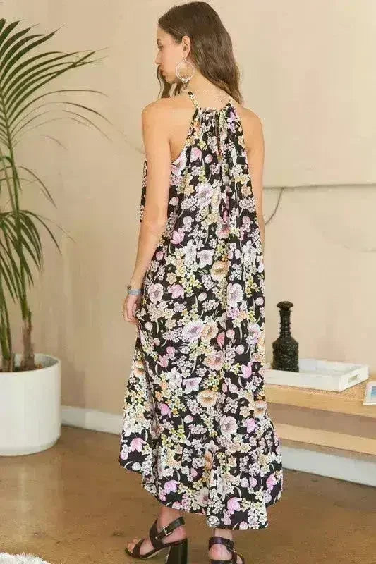 ADORA Floral Grecian Midi Dress - Polyester Elegance | Femstylo