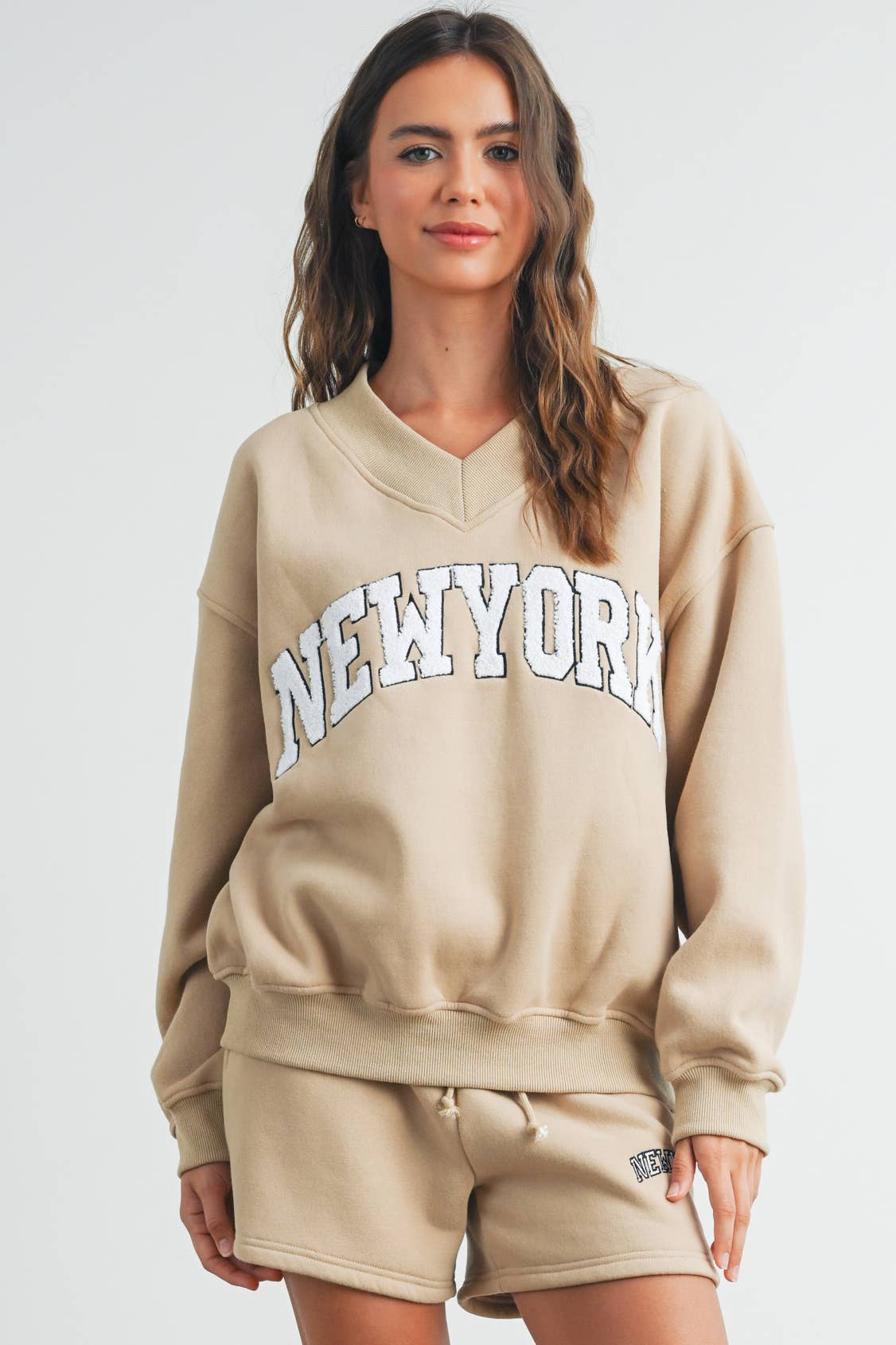 Sweat-shirt col V New York