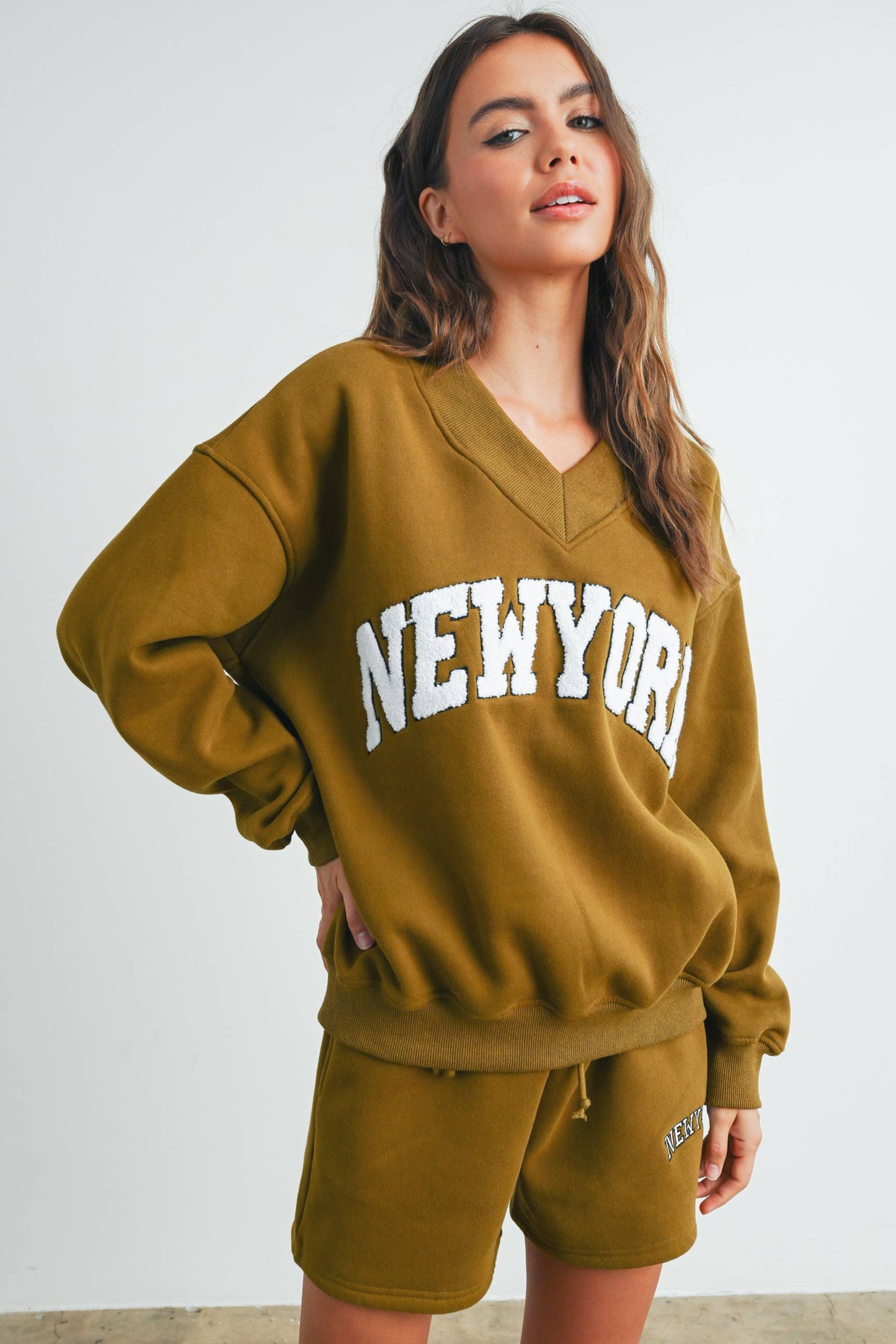 Sweat-shirt col V New York