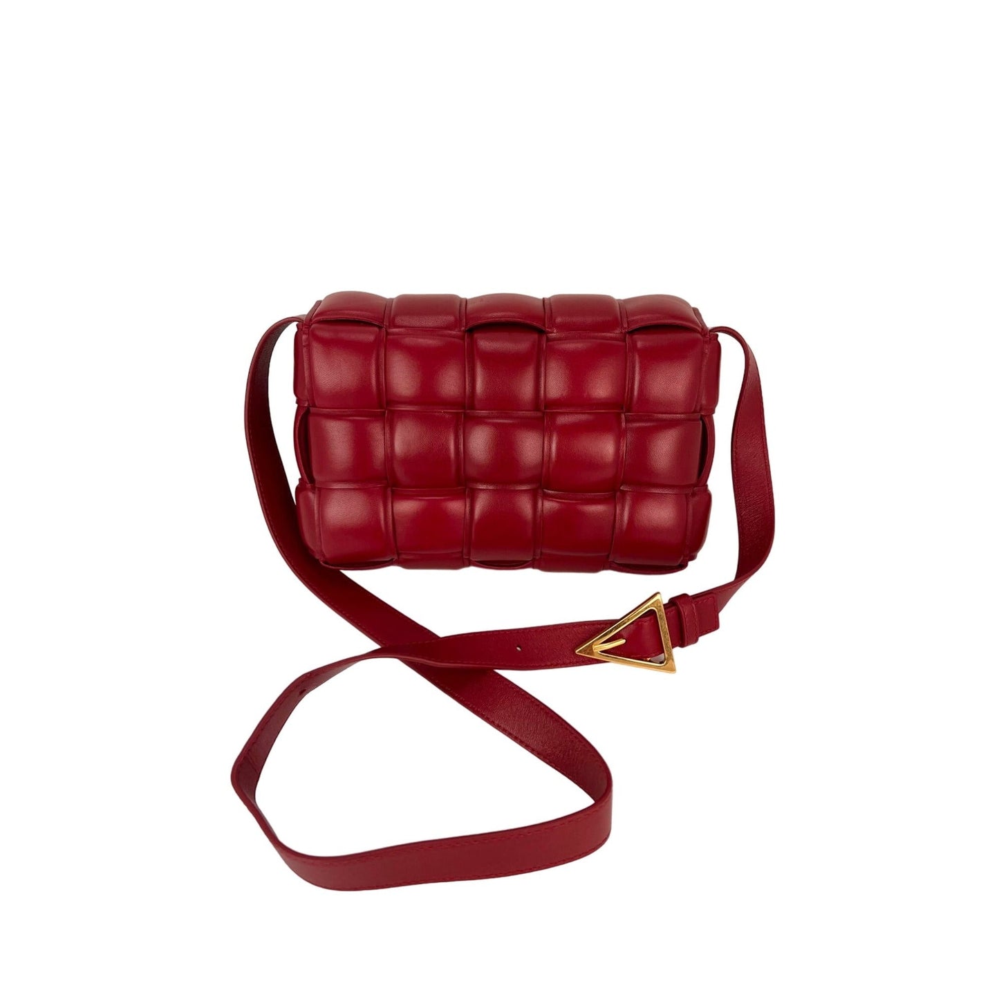 Bottega Veneta Red Nappa Maxi Intreccio Padded Cassette Crossbody Bag