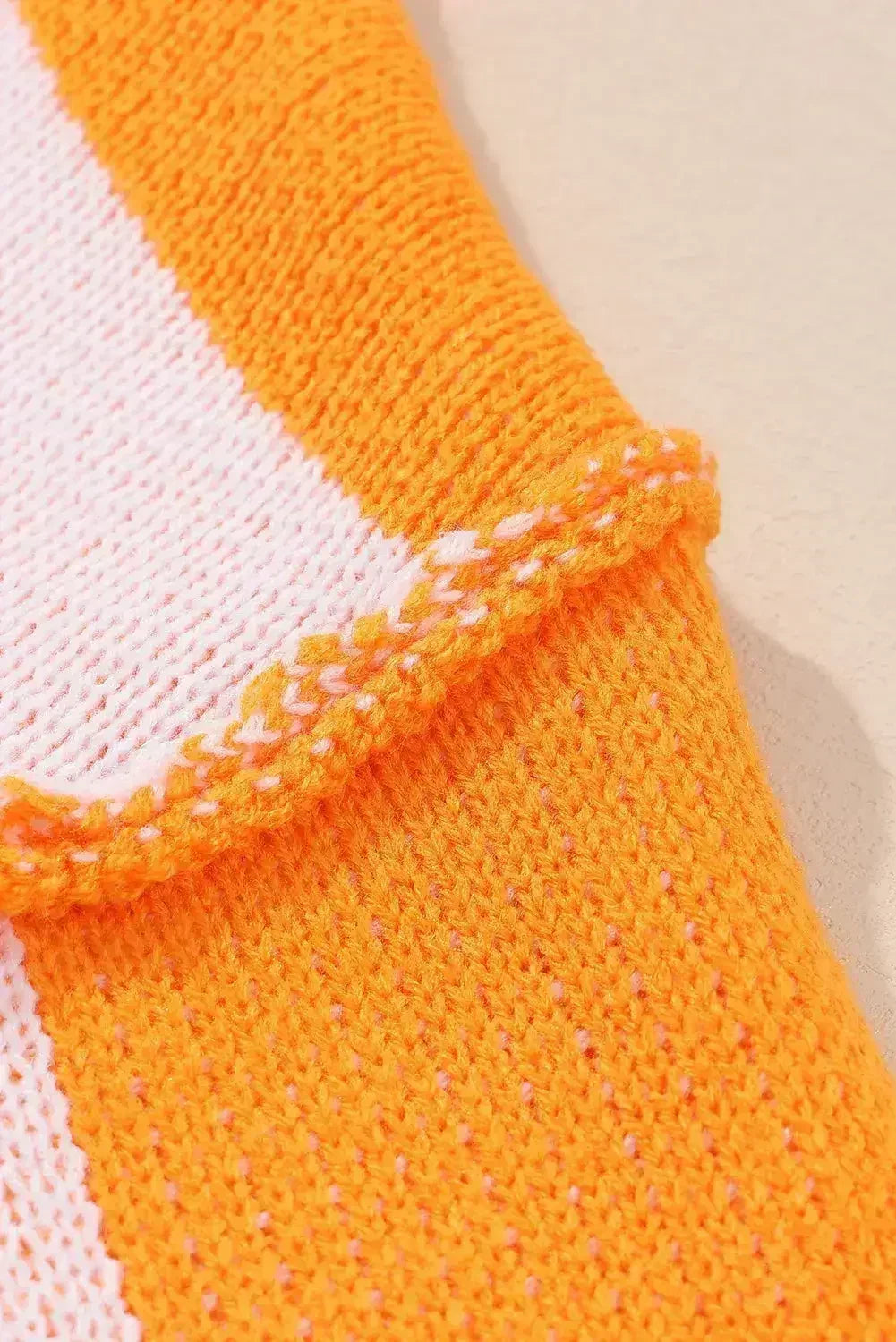 Orange Checkered Bishop Sleeve Sweater - Femstylo