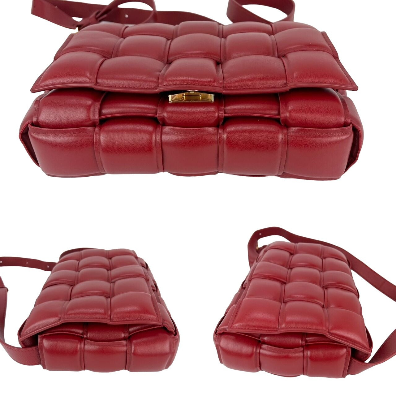 Bottega Veneta Red Nappa Maxi Intreccio Padded Cassette Crossbody Bag