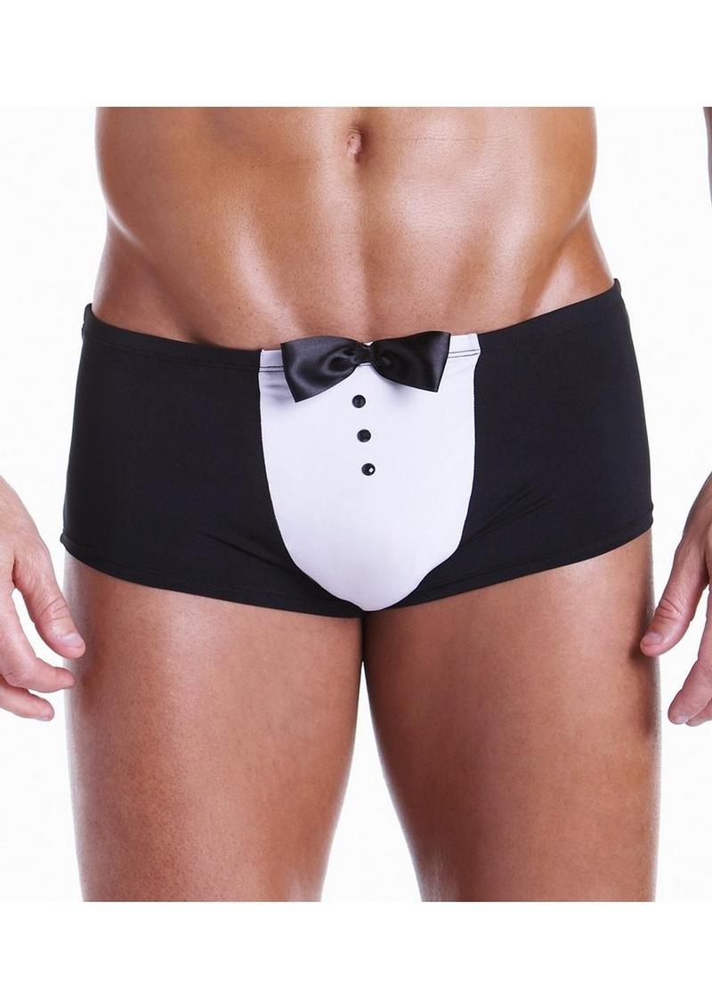 Fundies For Him - Black Tie Boxer with Bow Tie