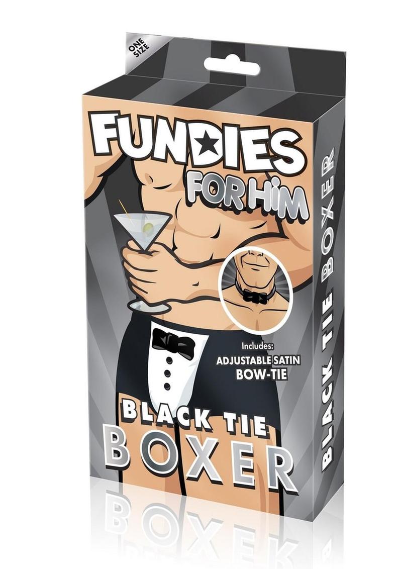 Fundies For Him - Black Tie Boxer with Bow Tie