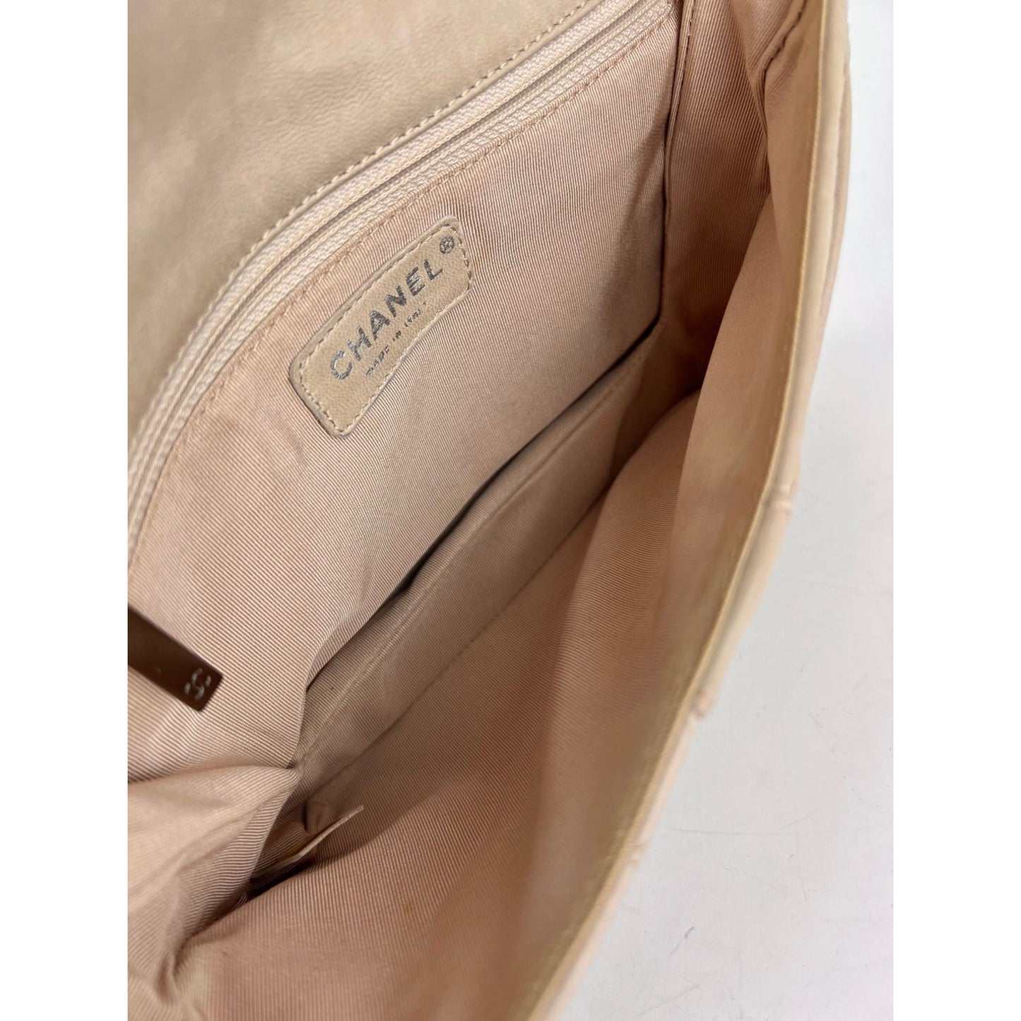 Chanel Lambskin Quilted Pile Ou Face Flap Beige Clair Shoulder Bag