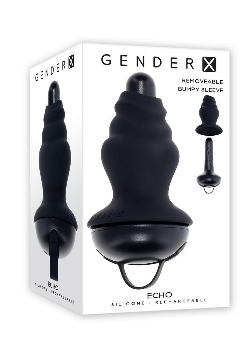 GenderX Echo Silicone Vibrator with Removable Bumpy Sleeve