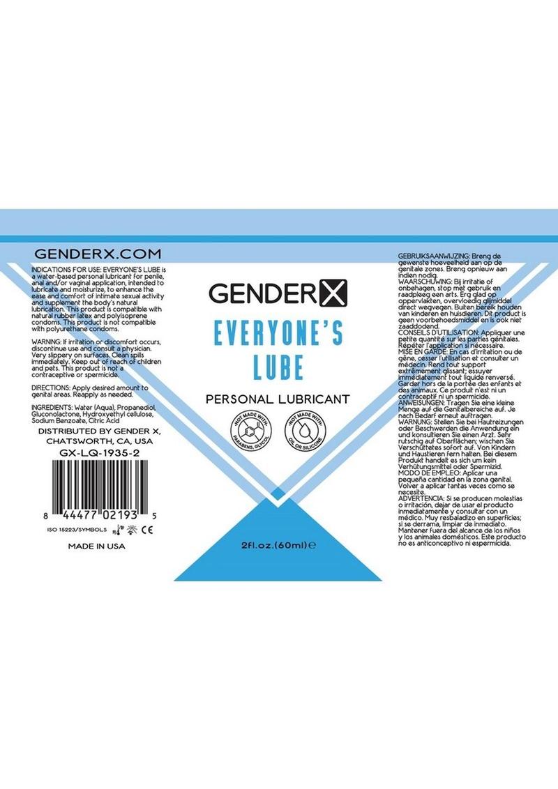 GenderX Everyones Lube Water Based Personal Lubricant