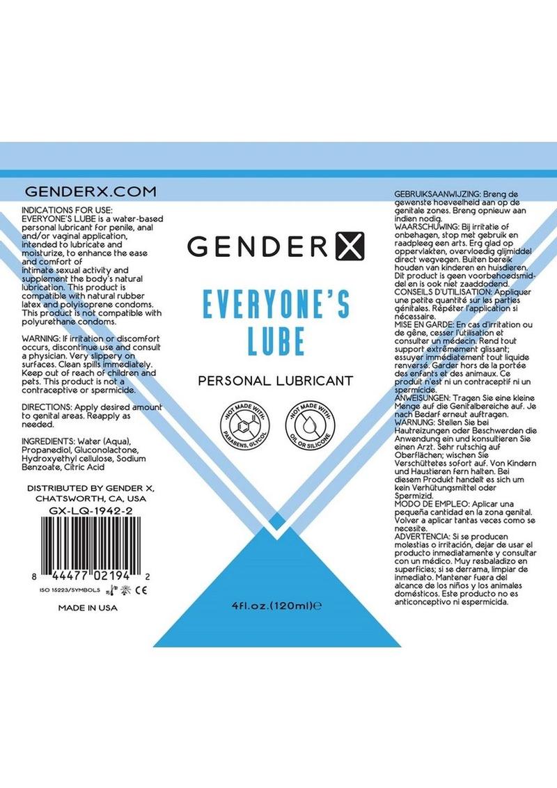 GenderX Everyones Lube Water Based Personal Lubricant