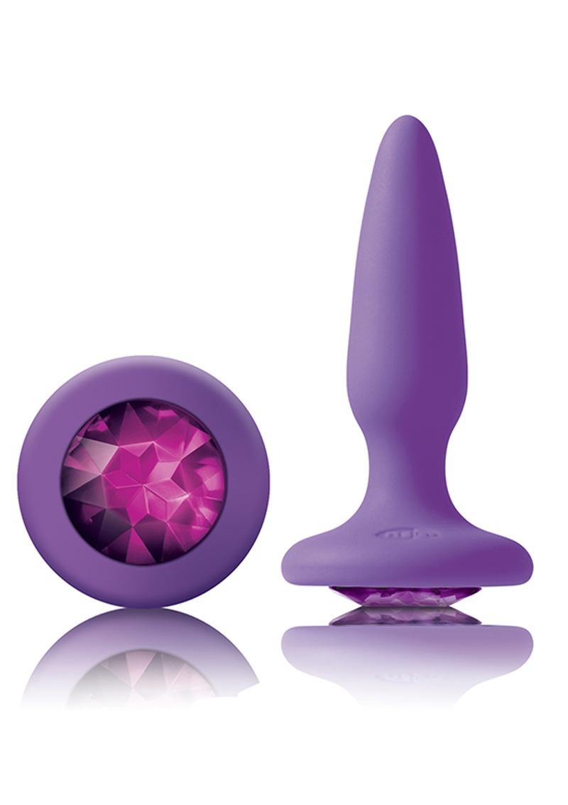 Glams Mini Silicone Butt Plug with Purple Gem