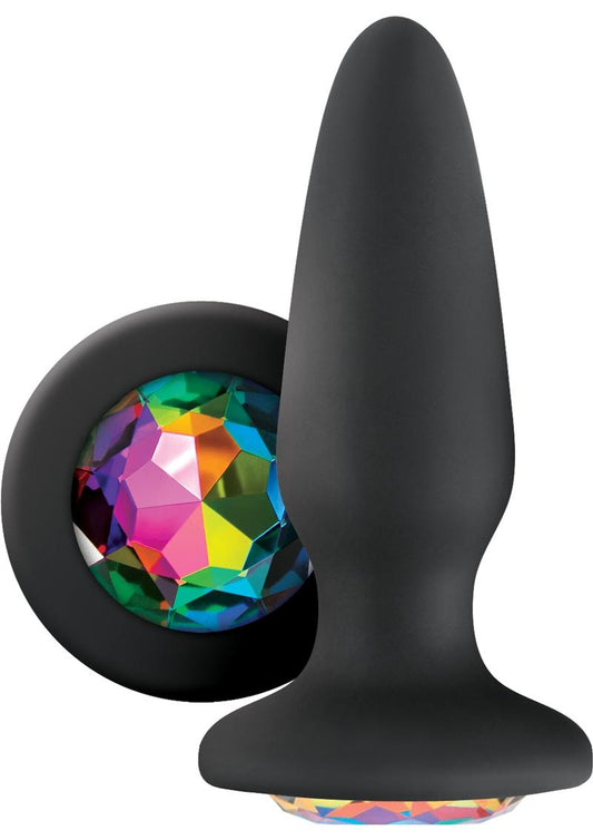 Glams Silicone Butt Plug with Rainbow Gem