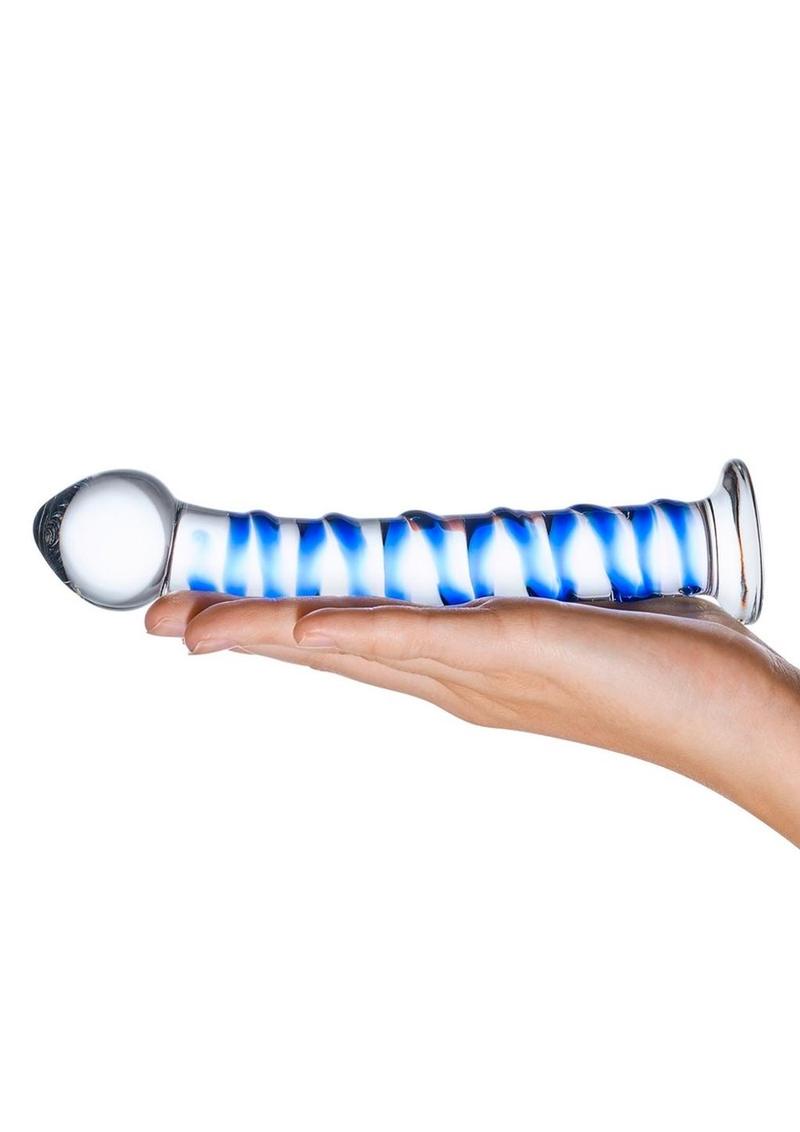 Glas Blue Spiral Glass Dildo With Handcrafted Toy