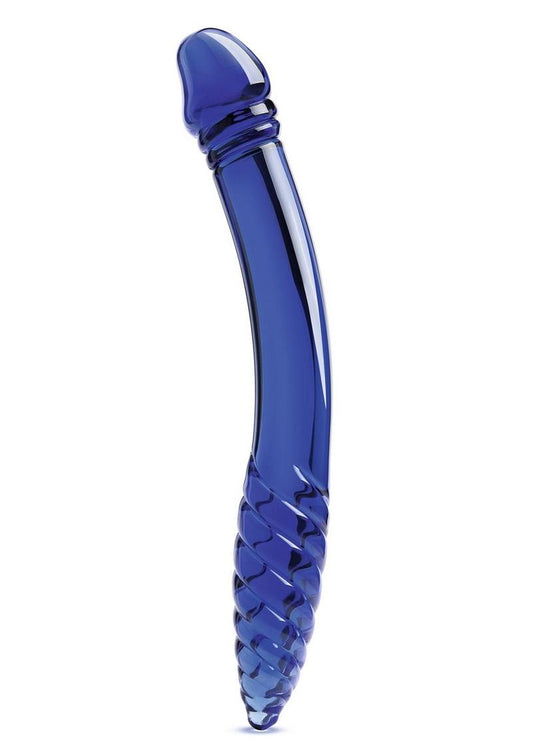 Glas Double Sided Blue Glass Dildo for G-Spot And P-Spot