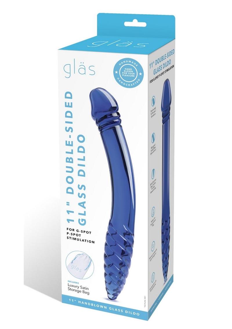 Glas Double Sided Blue Glass Dildo for G-Spot And P-Spot