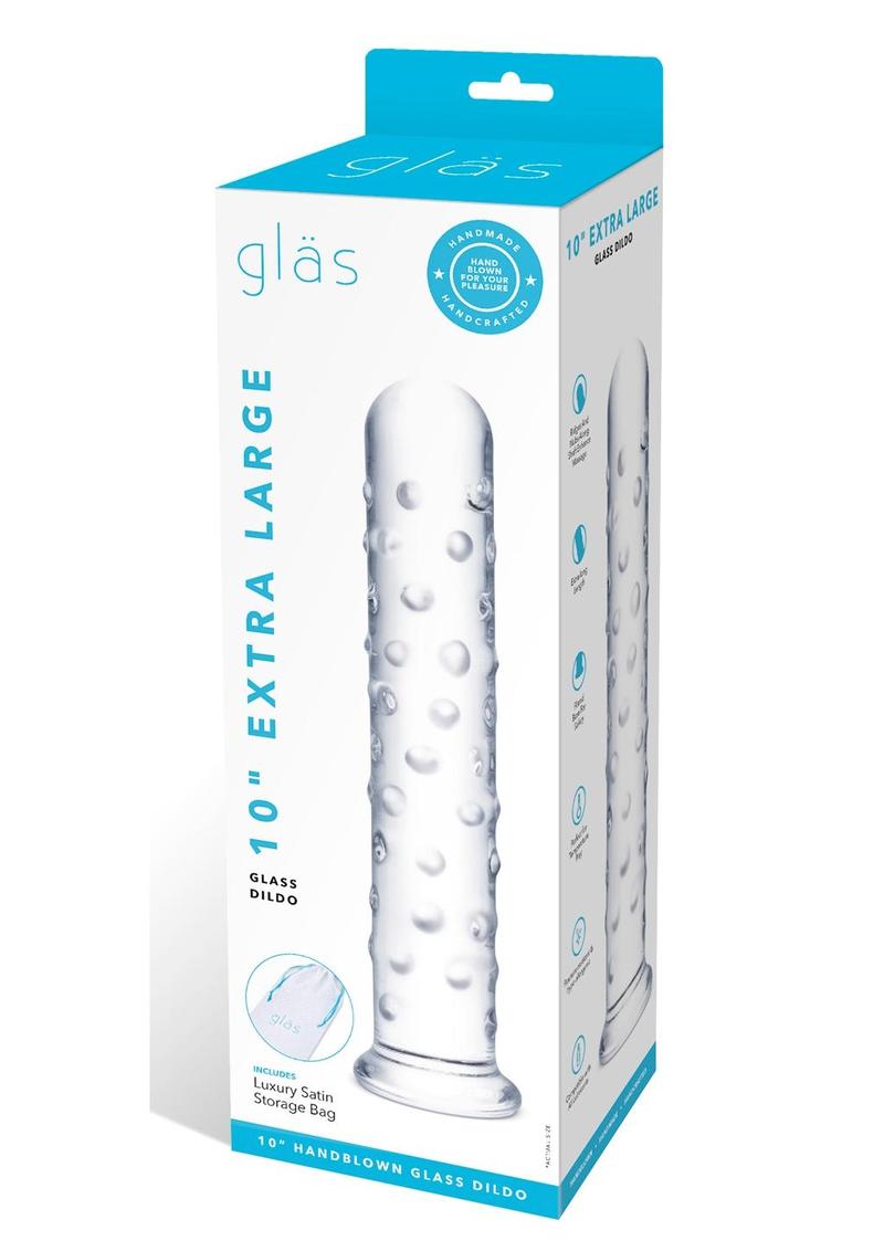 Glas Extra Large Glass Dildo With Luxury Satin Storage Bag