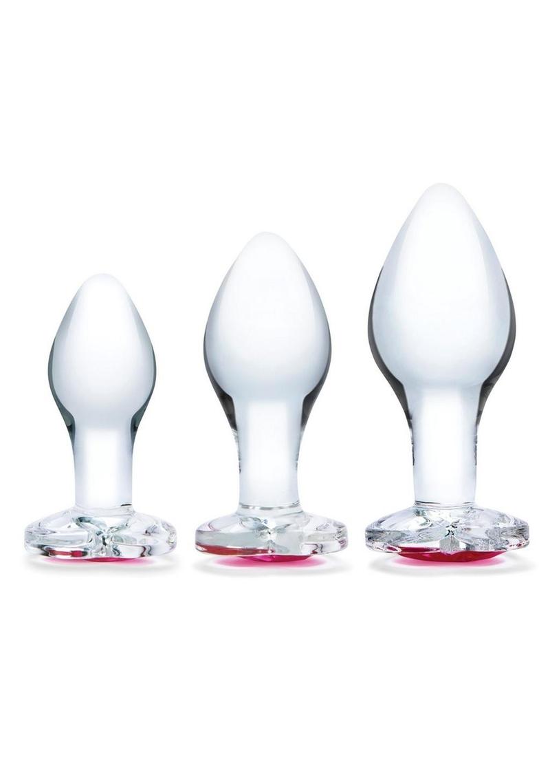 Gläs 3 Piece Heart Jewel Blown Glass Anal Training Kit