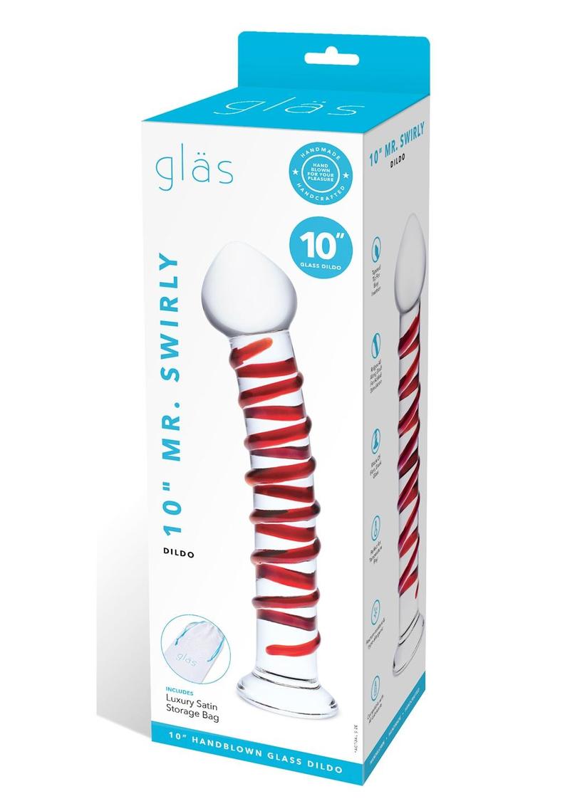 Glas Mr. Swirly Glass Dildo With Luxury Satin Storage Bag